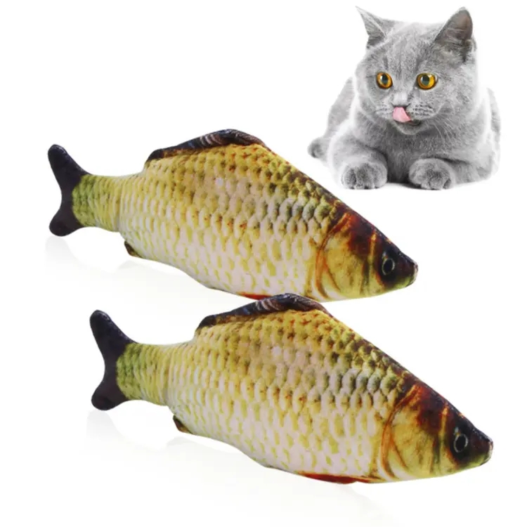 Manufacture wholesale pet supplies 2023 plush soft catnip floppy fish pillow cat toy