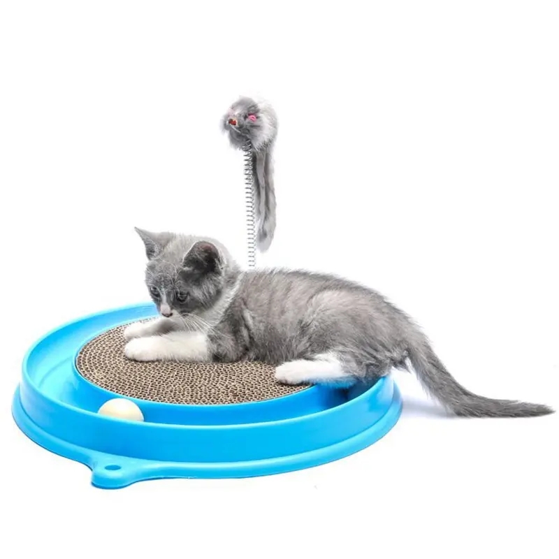 Manufacturer wholesale custom scratcher cat toys round fun table pet interactive toys