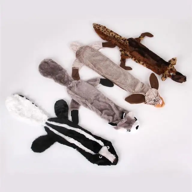 Unfilled fur shell Plush pet toy Dog chewing toy Black squirrel wolf fur shell Raccoon rabbit pet in