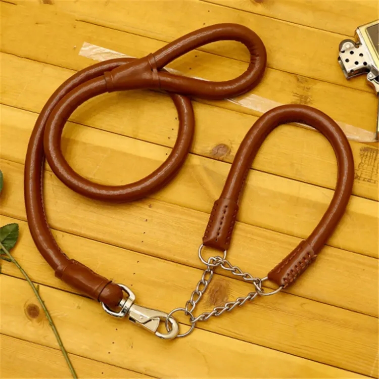 Factory wholesale 2023 custom luxury pet collars leashes dog leather leash