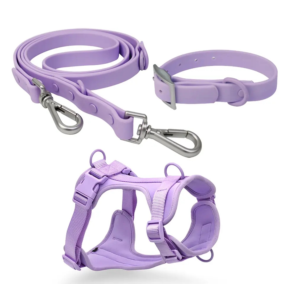 Dog Harness and Collar Set PVC Available Stocked Leash Set Dog Harness And Collar Set
