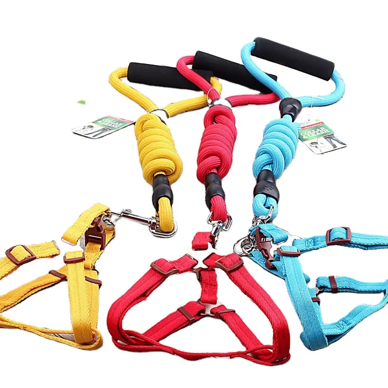 Factory wholesale custom hot sale luxury soft adjustable nylon outdoor sports harness and collar dog