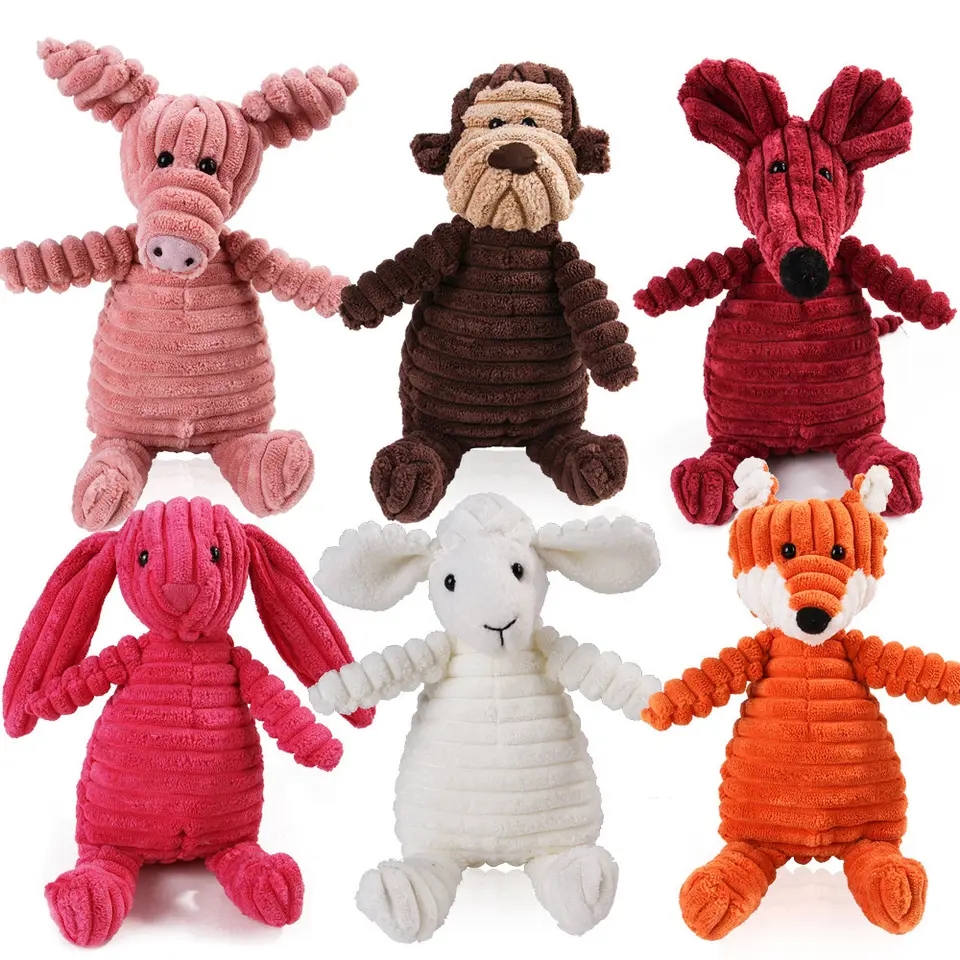 Manufacturer wholesale eco friendly customized corduroy plush squeaky pig pet dog toys