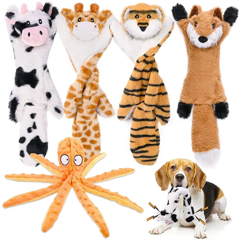 Wholesale 2023 eco friendly espurr plush Soft Chew No Stuffing Squirrel Large Squeaky Plush Pet Dog 