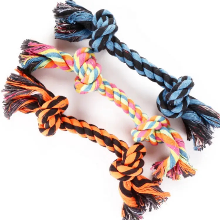 Manufacture wholesale indestructible Braided Bone bites knot rope chew toys for dogs