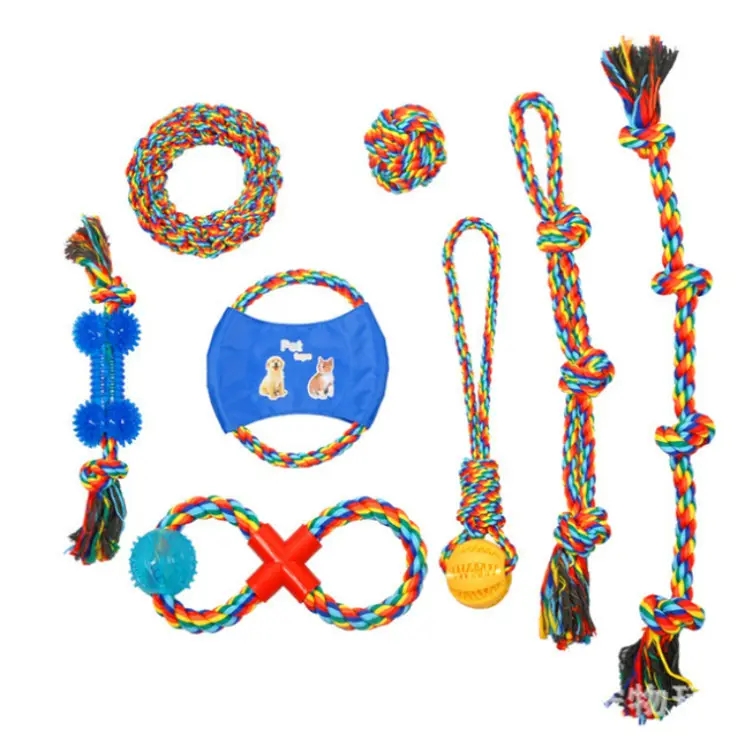 Wholesale good price modern novel design pet cotton rope toy cotton rope ball pet toy set chew toys
