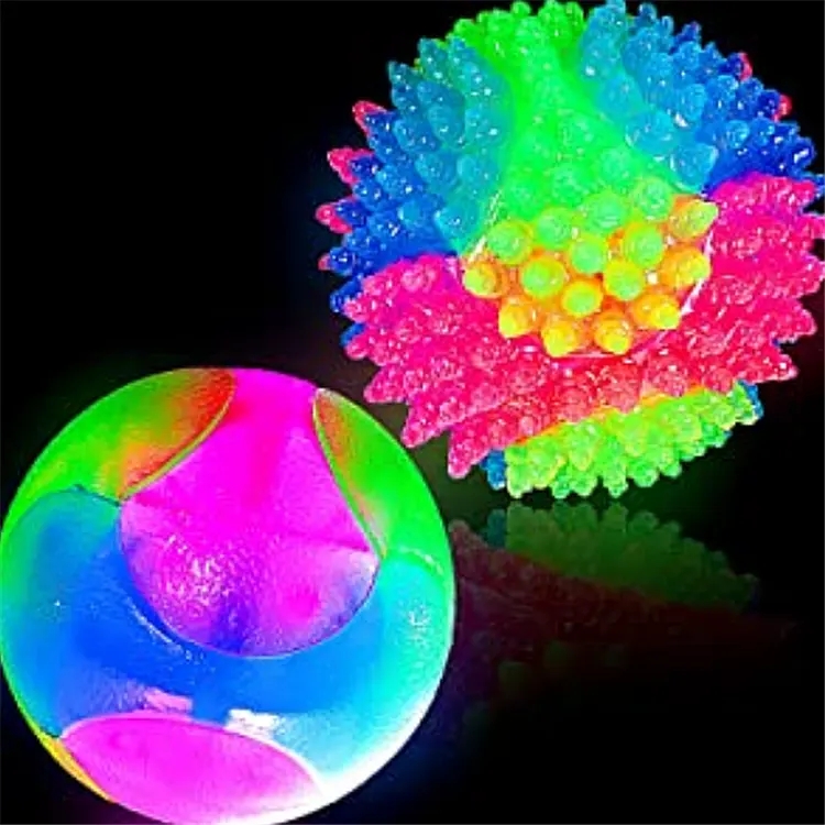 Factory wholesale custom interactive TPR light up flashing ball glow in the dark cute dog toys