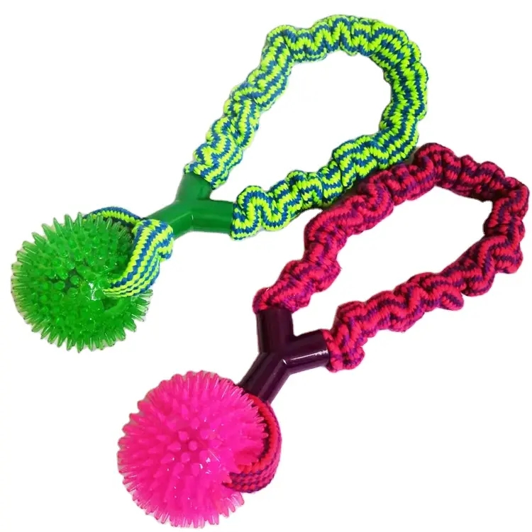 China Factory wholesale pet supplies dog chew toy dog spiked ball with rope interactive toy for dogs