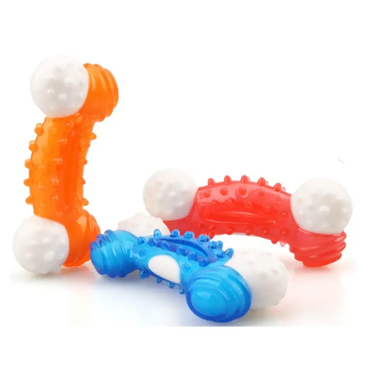 Manufacturer wholesale custom durable TPR dog chew bone molar bite teething cleaning pet toy
