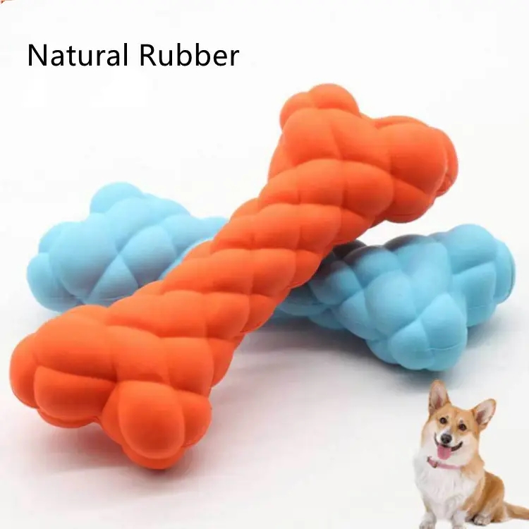 Manufacture wholesale soft natural durable pet toy rubber bone dog chew toy