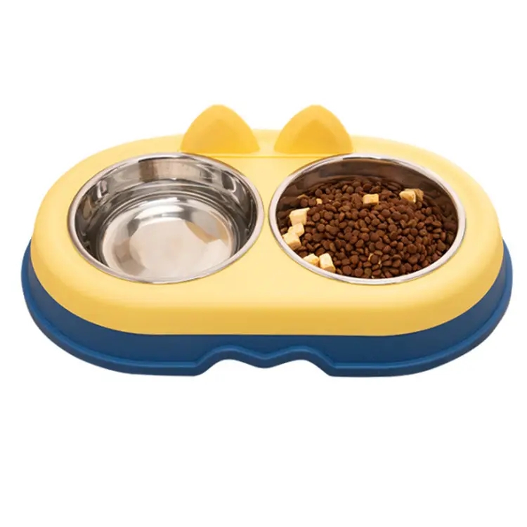 Manufacture wholesale 2023 new custom fancy luxury double stainless steel feeder pet bowl