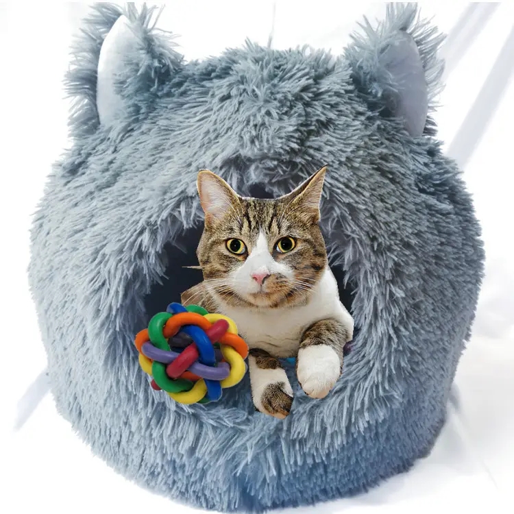 China wholesale pet products best selling faux fur plush pet cat cave house bed for dog