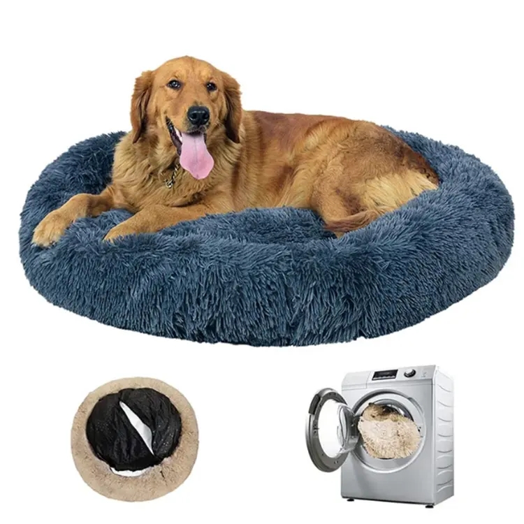 Manufacturer wholesale custom eco friendly luxurious soft sofa jumbo round dogs beds with removable 