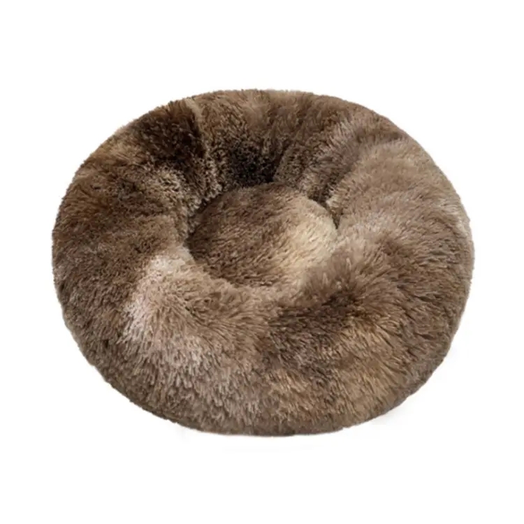 China manufacturer wholesale custom washable faux fur warm round dog beds for dogs