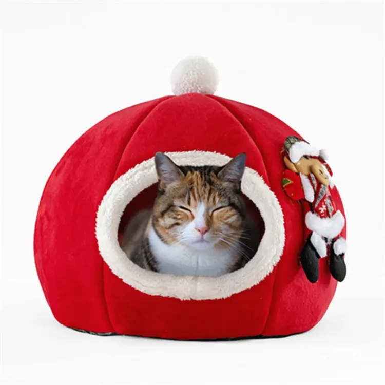China manufacturer wholesale eco friendly christmas cat dog cave bed